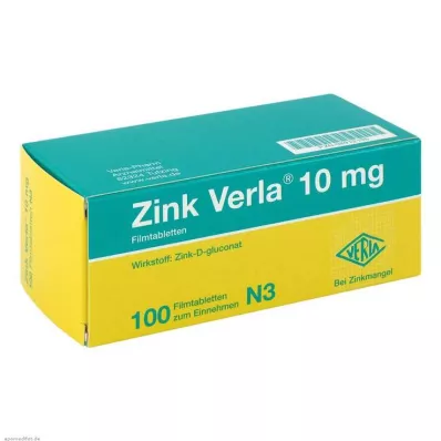 ZINK VERLA Comprimidos revestidos por película de 10 mg, 100 unidades ZINK VERLA Comprimidos revestidos por película de 10 mg, 100 unidades