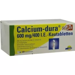 CALCIUM DURA Vit D3 600 mg/400 U.I. Comprimidos Mastigáveis, 120 Cápsulas