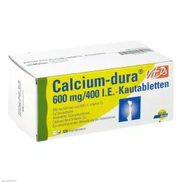 CALCIUM DURA Vit D3 600 mg/400 U.I. Comprimidos Mastigáveis, 120 Cápsulas