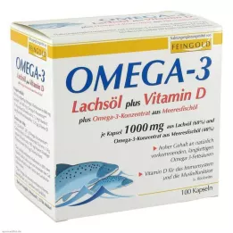 OMEGA-3 LACHSÖL mais Vit.D mais Omega-3 Conc. cápsulas, 100 unid