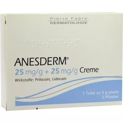 ANESDERM 25 mg/g + 25 mg/g creme + 2 emplastros, 5 g