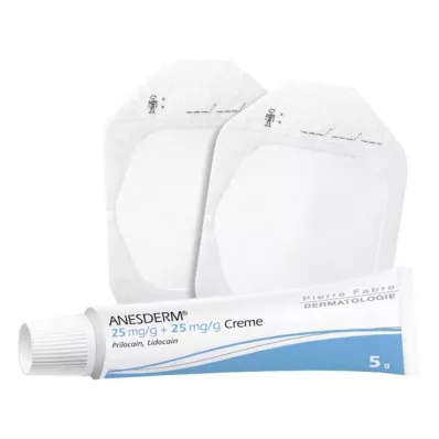 ANESDERM 25 mg/g + 25 mg/g creme + 2 emplastros, 5 g ANESDERM 25 mg/g + 25 mg/g creme + 2 emplastros, 5 g