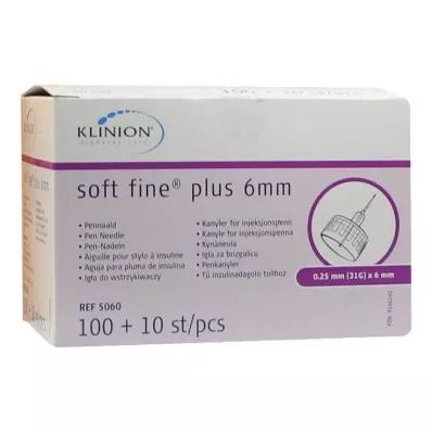 KLINION Agulhas de caneta soft fine plus 0,25x6 mm 31 G, 110 pcs KLINION Agulhas de caneta soft fine plus 0,25x6 mm 31 G, 110 pcs