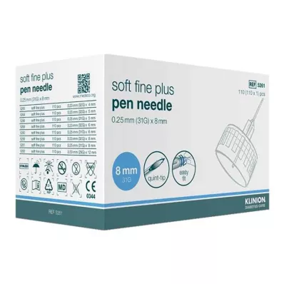 KLINION Agulhas de caneta soft fine plus 0,25x8 mm 31 G, 110 pcs KLINION Agulhas de caneta soft fine plus 0,25x8 mm 31 G, 110 pcs