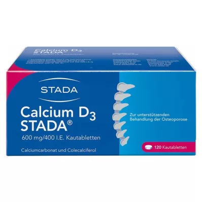 CALCIUM D3 STADA 600 mg/400 U.I. Comprimidos mastigáveis, 120 Cápsulas