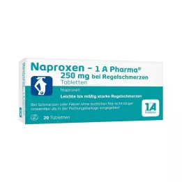 NAPROXEN-1A Pharma 250 mg comprimidos para dores menstruais, 20 unidades