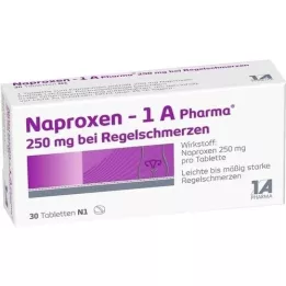 NAPROXEN-1A Pharma 250 mg comprimidos para dores menstruais, 30 unidades