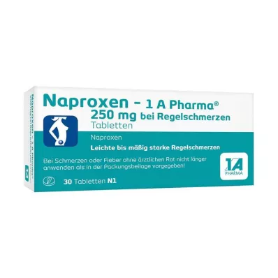 Naproxeno - 1 A Pharma® 250 mg para dores menstruais, 30 unid Naproxeno - 1 A Pharma® 250 mg para dores menstruais, 30 unid