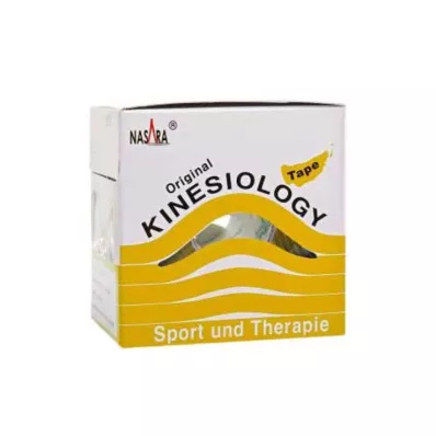 Fita Kinesio Nasara 5 cm x 5 m amarela com caixa dispensadora inclusa, 1 unidade