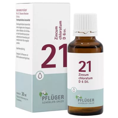 Bioquímica Pflueger 21 Zincum chloratum D 6 gotas, 30 ml Bioquímica Pflueger 21 Zincum chloratum D 6 gotas, 30 ml