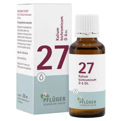 Bioquímica Pflueger 27 Kalium bichromicum D 6 gotas, 30 ml Bioquímica Pflueger 27 Kalium bichromicum D 6 gotas, 30 ml
