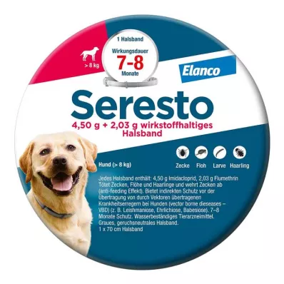 Coleira Seresto para cães grandes com mais de 8 kg, 1 peça Coleira Seresto para cães grandes com mais de 8 kg, 1 peça