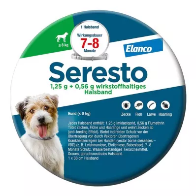 SERESTO Coleira de 1,25g + 0,56g para cães até 8kg, 1 pc SERESTO Coleira de 1,25g + 0,56g para cães até 8kg, 1 pc