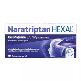 NARATRIPTAN HEXAL para enxaqueca 2,5 mg comprimidos revestidos por película, 2 unid