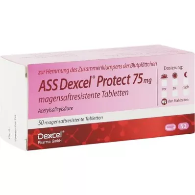 ASS Dexcel Protect 75 mg comprimidos com revestimento entérico, 50 unidades