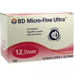 BD MICRO-FINE ULTRA Agulhas para canetas 0,33x12,7 mm, 100 unidades