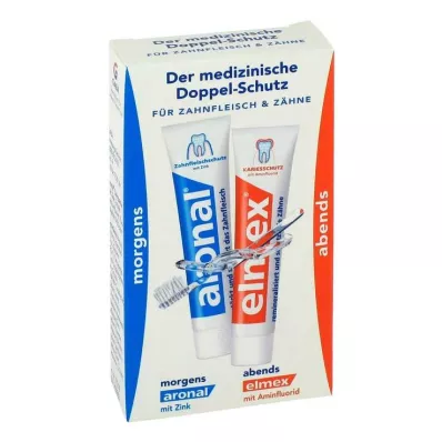 Pasta de dente dupla proteção Aronal e Elmex Mini, 2X12 ml