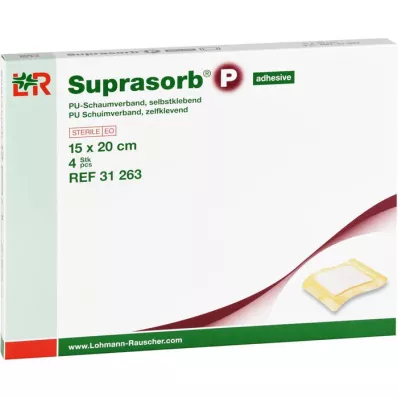 SUPRASORB P PU-Almofada de espuma auto-adesiva 15x20 cm, 4 peças