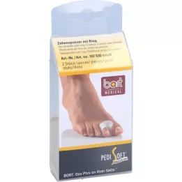 BORT PediSoft gel para espalhar os dedos dos pés com anel pequeno, 2 peças