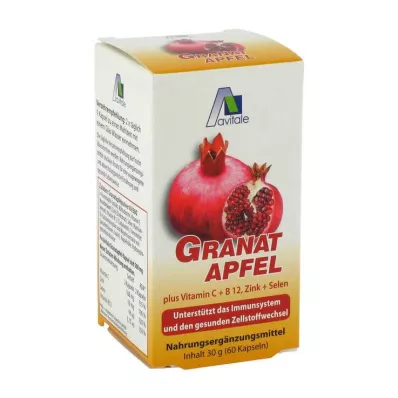 GRANATAPFEL 500 mg mais Vit.C+B12+Zinco+Selénio Cápsulas, 60 Cápsulas