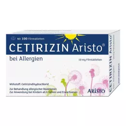 Cetirizina Aristo para alergias comprimidos revestidos por película de 10 mg, 100 unidades
