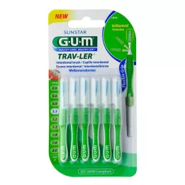 GUM TRAV-LER Interdentário verde abeto de 1,1 mm + 6 tampas, 6 unidades