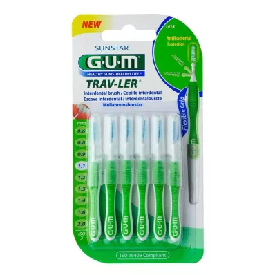 GUM Interdental Trav-Ler 1,1mm verde abeto + 6 cápsulas, 6 unid GUM Interdental Trav-Ler 1,1mm verde abeto + 6 cápsulas, 6 unid