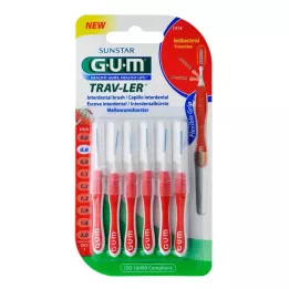 GUM TRAV-LER vela interdental vermelha de 0,8 mm + 6 tampas, 6 peças