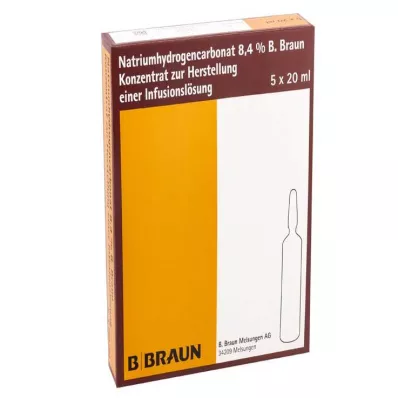 Bicarbonato de sódio B.Braun 8,4% vidro, 5X20 ml Bicarbonato de sódio B.Braun 8,4% vidro, 5X20 ml