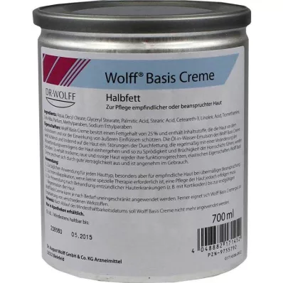 WOLFF Creme de base meio-gordo, 700 ml