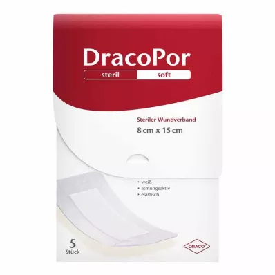 DRACOPOR Pensos para feridas 8x15 cm estéreis, 5 unid DRACOPOR Pensos para feridas 8x15 cm estéreis, 5 unid