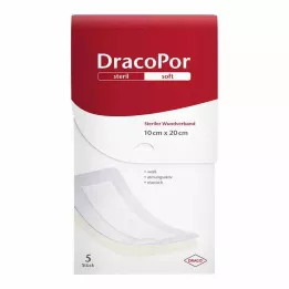 DRACOPOR Pensos para feridas 10x20 cm estéreis, 5 unidades