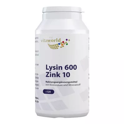 LYSIN 600 mg mais cápsulas de zinco 10 mg, 120 cápsulas LYSIN 600 mg mais cápsulas de zinco 10 mg, 120 cápsulas