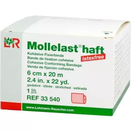 MOLLELAST Ligaduras adesivas sem látex 6 cmx20 m vermelho, 1 pc