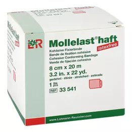 MOLLELAST Ligaduras adesivas sem látex 8 cmx20 m vermelho, 1 pc
