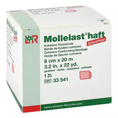 MOLLELAST Ligaduras adesivas sem látex 8 cmx20 m vermelho, 1 pc