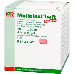MOLLELAST ligaduras adesivas sem látex 10 cmx20 m vermelho, 1 pc