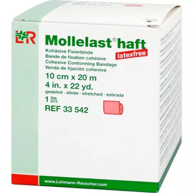 MOLLELAST ligaduras adesivas sem látex 10 cmx20 m vermelho, 1 pc