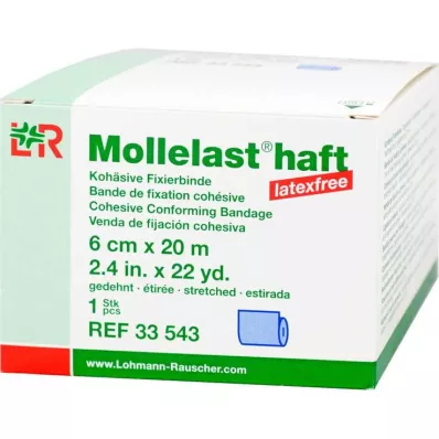 MOLLELAST Ligaduras adesivas sem látex 6 cmx20 m azul, 1 pc