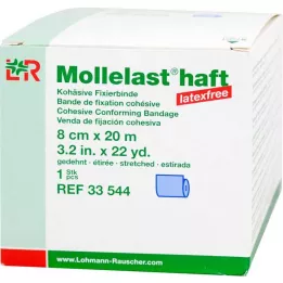 MOLLELAST ligaduras adesivas sem látex 8 cmx20 m azul, 1 pc