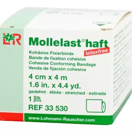 MOLLELAST ligaduras adesivas sem látex 4 cmx4 m branco, 1 pc