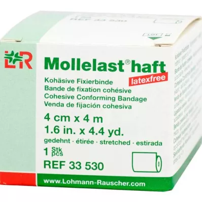 MOLLELAST ligaduras adesivas sem látex 4 cmx4 m branco, 1 pc MOLLELAST ligaduras adesivas sem látex 4 cmx4 m branco, 1 pc