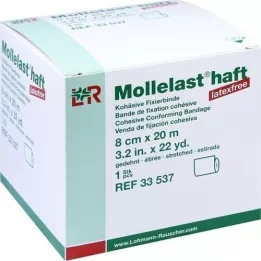 MOLLELAST ligaduras adesivas sem látex 8 cmx20 m branco, 1 pc