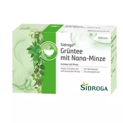 SIDROGA Chá verde Wellness com filtro de menta Nana, 20X1,5 g