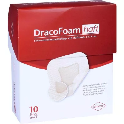 DRACOFOAM Penso de espuma adesiva para feridas 5x5 cm, 10 unidades