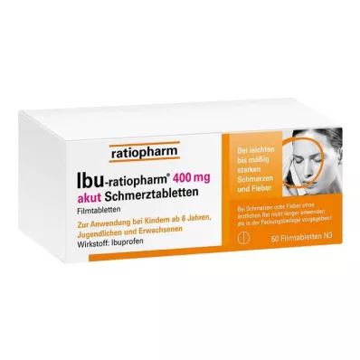IBU-ratiopharm® 400 mg comprimidos para dor aguda, 50 unidades IBU-ratiopharm® 400 mg comprimidos para dor aguda, 50 unidades