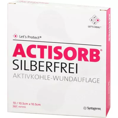 ACTISORB SILBERFREI Carvão ativado de 10,5x10,5 cm, 10 unid