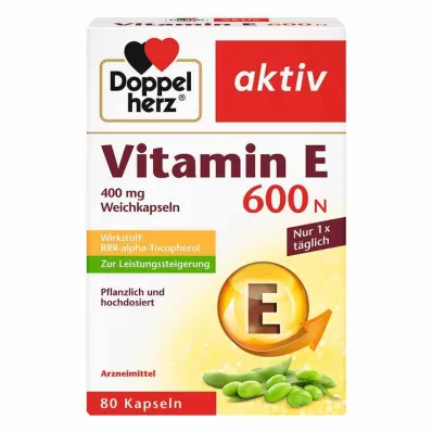 Doppelherz® vitamina E ativa 600 N cápsulas moles, 80 peças Doppelherz® vitamina E ativa 600 N cápsulas moles, 80 peças