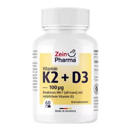 Vitamina K2+D3 com vitaMK7® patenteado 100µg da ZEINpharma (60 peças)
