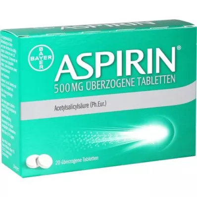 ASPIRIN Comprimidos revestidos de 500 mg, 20 unidades